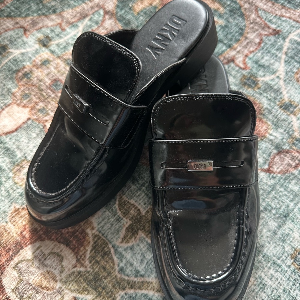 DKNY Glossy Black Men's Slip-On Loafers